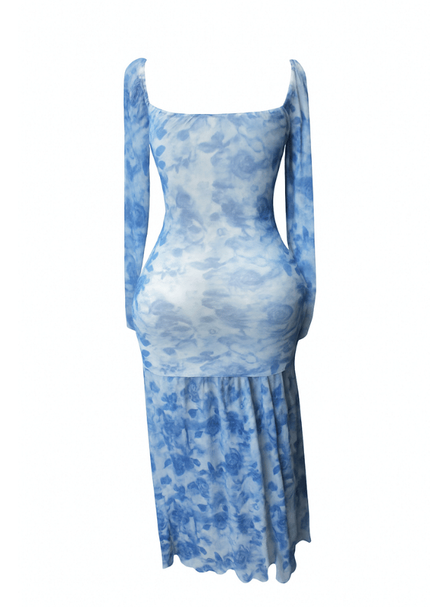 Sheer Hem Maxi Dress