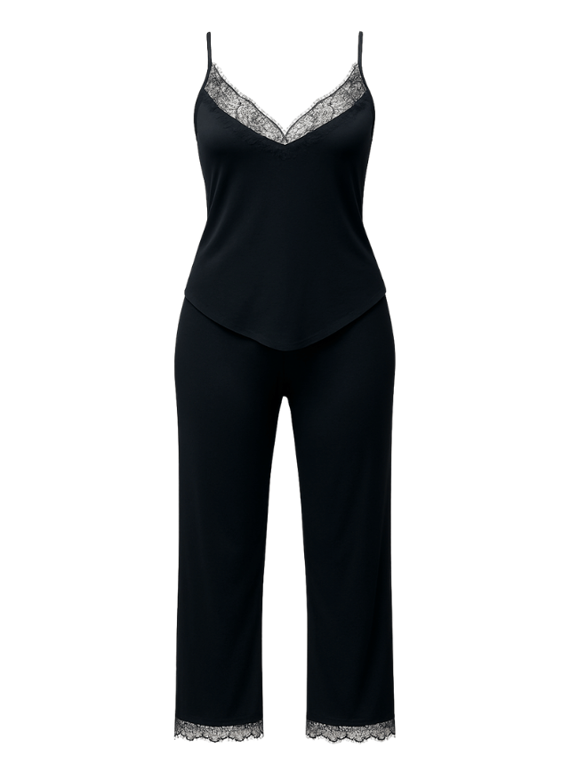 بيجامة بنطلون مطعمه بدانتيل