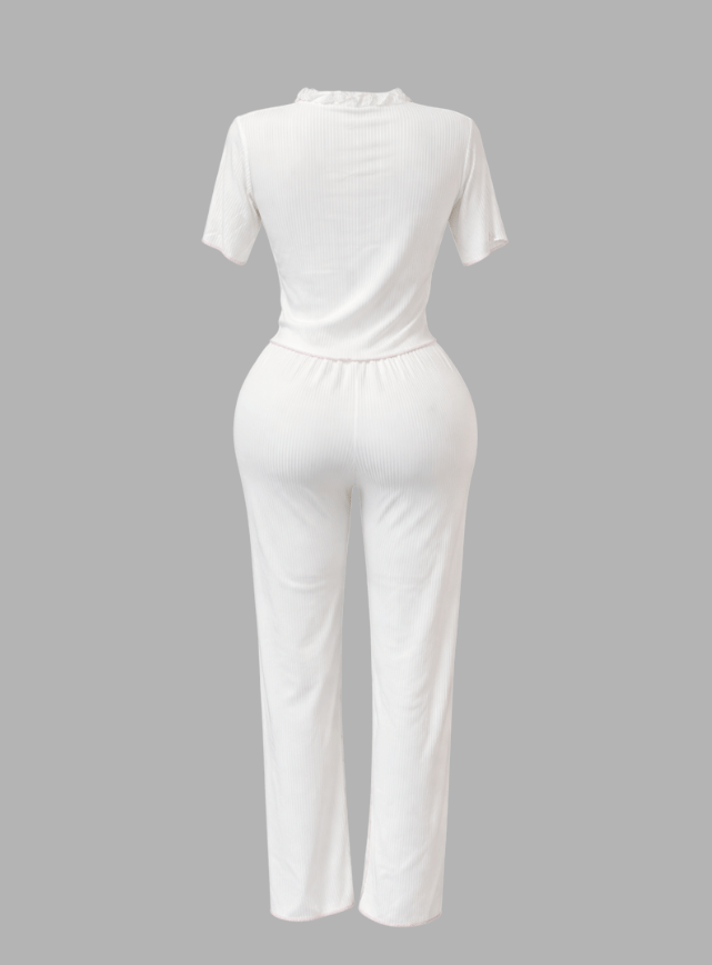 بيجامه بنطلون نص بكم مزوده بازرار وهميه