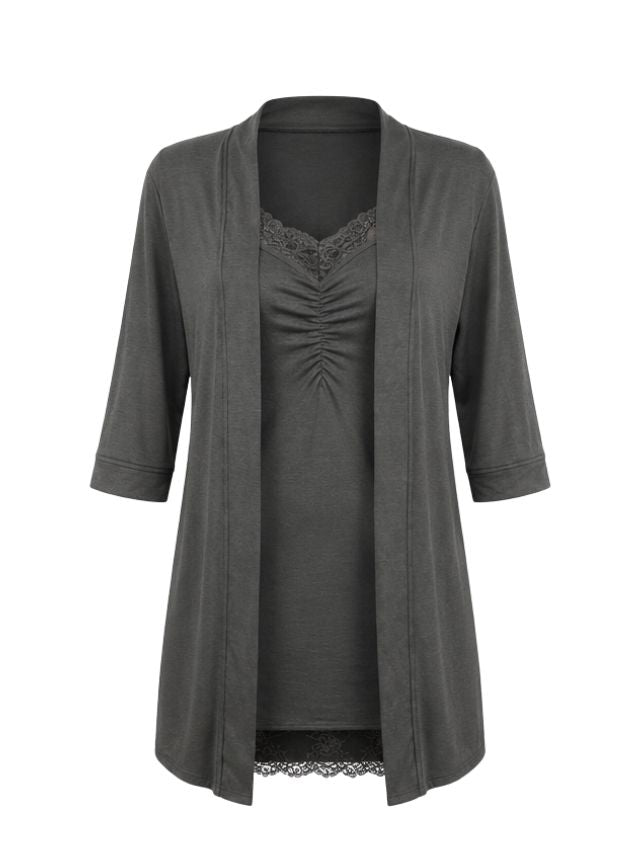 Lace Trim Robe Dress