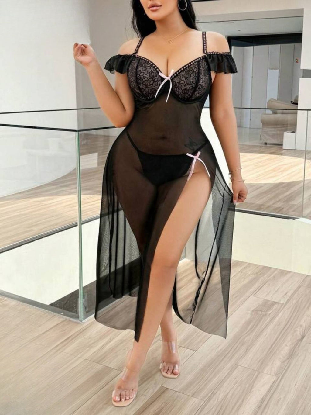 لانجيري طويل بقصه من الجنب