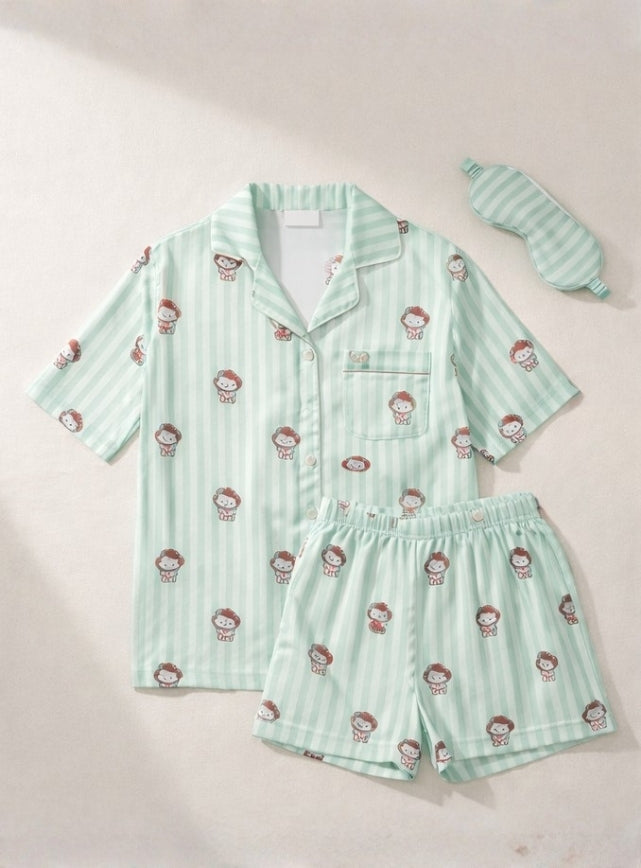 Satin Pajama Shirt & Shorts