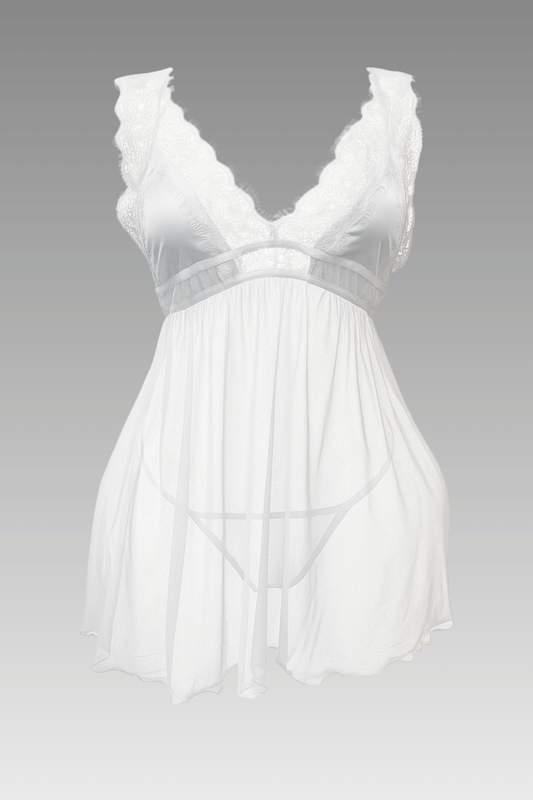 لانجيري قصير مزود ب دانتيل وفاتحه من الضهر