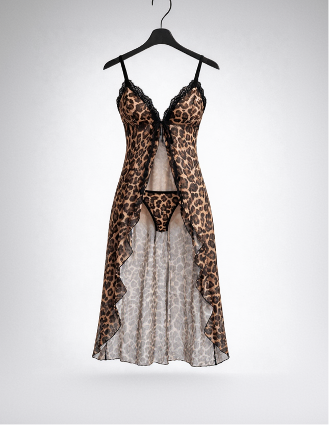 لانجيري تايجر شفاف مزود بفتحه