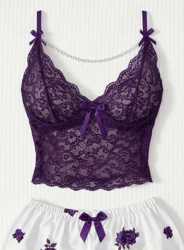 Satin Lace Charm Pajama Set