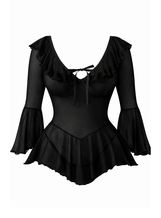 Sheer Bell Sleeve Dress