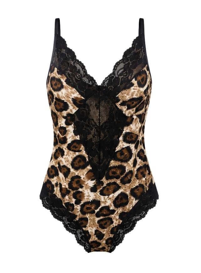 Tiger Print Baby Doll with Lace