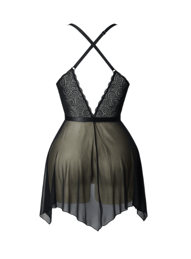 لانجيري شفاف بقصه ضهر ومزود بروب