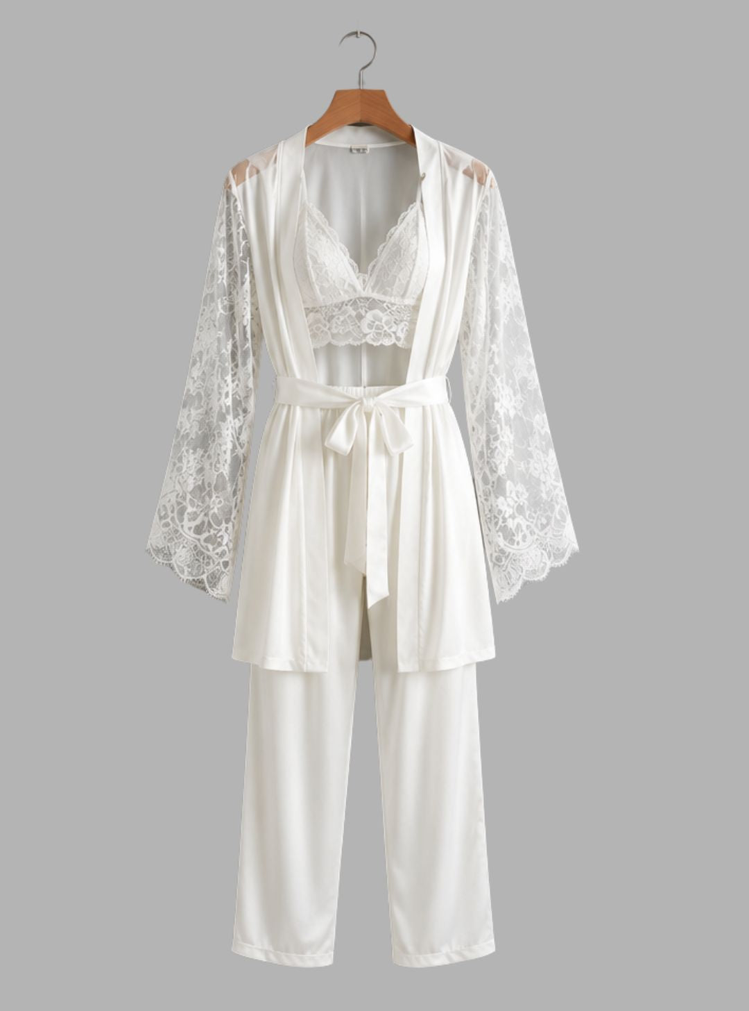 Satin Lace Long Sleeve Pajamas