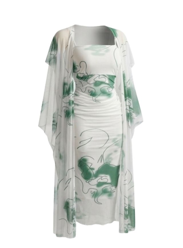 دريس طويل مزود بروب بطابعه الورد