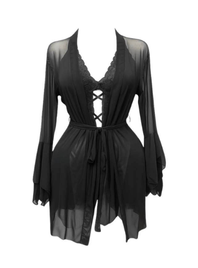 لانجيري شفاف بقصه ضهر ومزود بروب