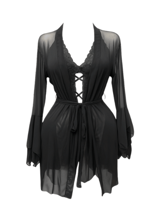 لانجيري شفاف بقصه ضهر ومزود بروب