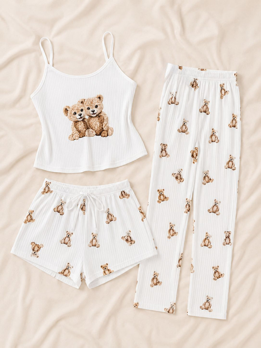 3-Piece Teddy Pajama (Top, Shorts & Pants)
