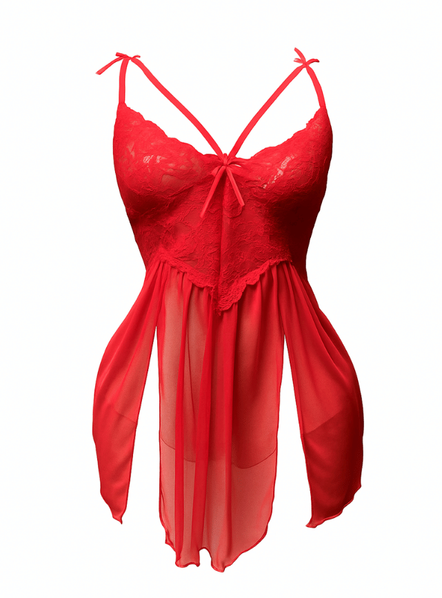 Contrast Lace Mesh Babydoll