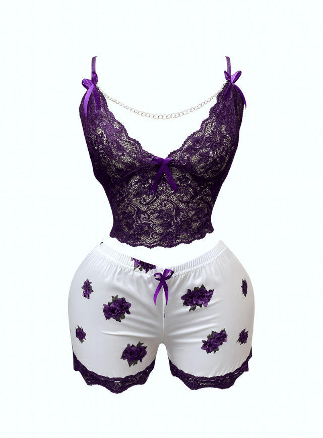 Satin Lace Charm Pajama Set