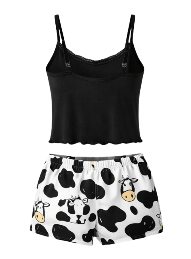 بيجامه شورت بحماله رفيعه بطبعه البقره