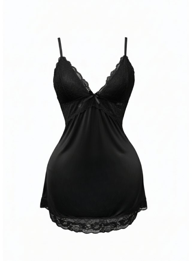 Lace Spliced Lingerie & Robe