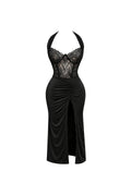Halter Neck Dress with Lace Bust
