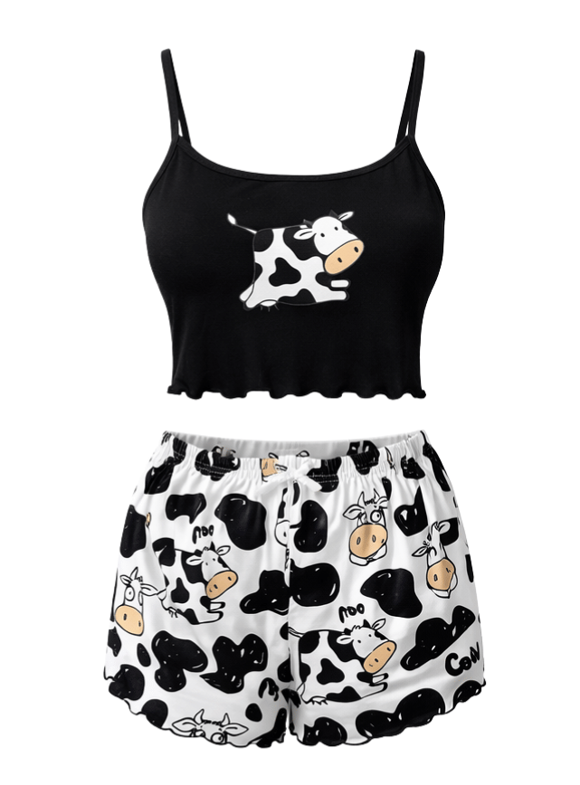 بيجامه شورت بحماله رفيعه بطبعه البقره