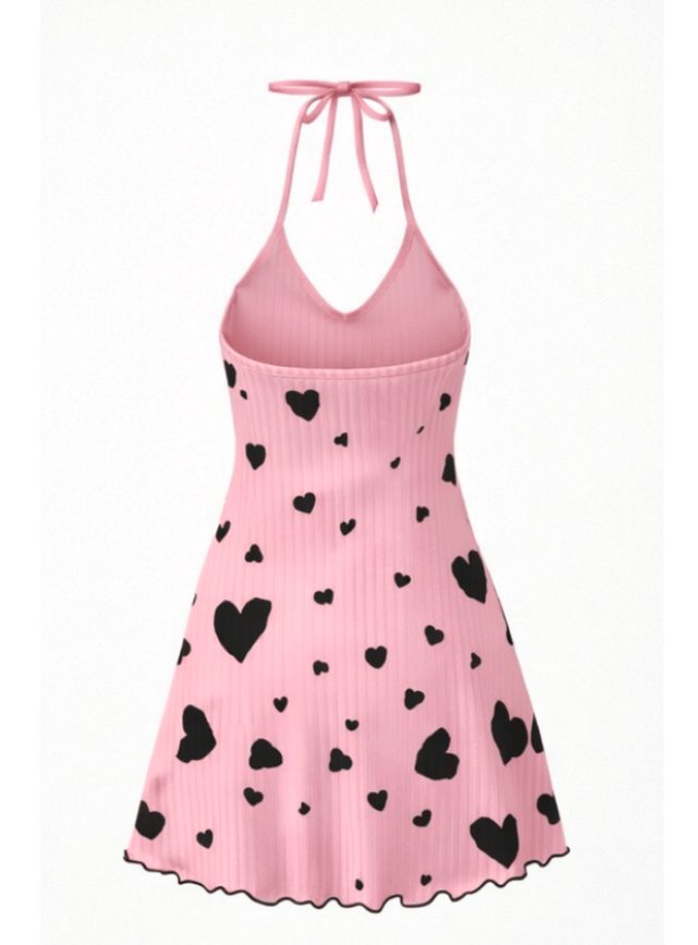 Heart Print Mini Dress