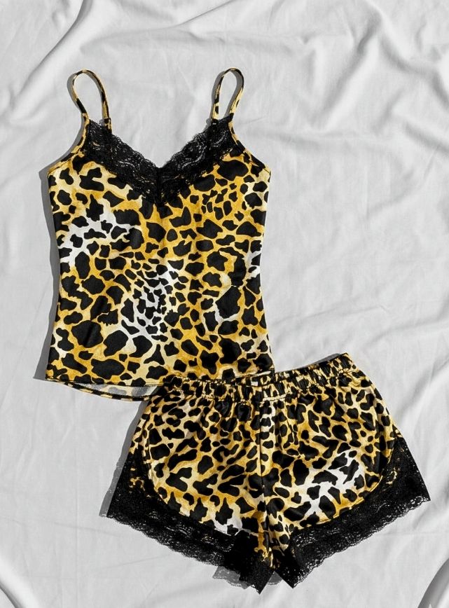Lace Trim Leopard PJ