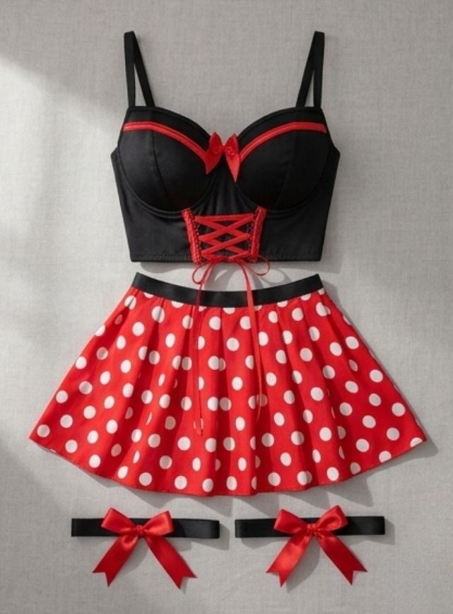 4-Piece Polka Dot Skirt Set