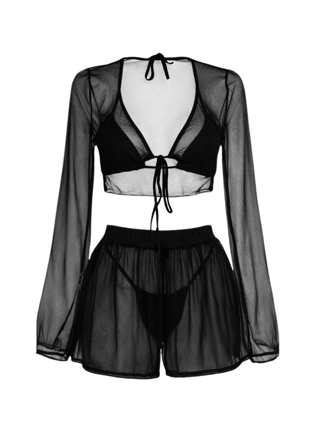 code 670 لانجيري شفاف قصير اسود