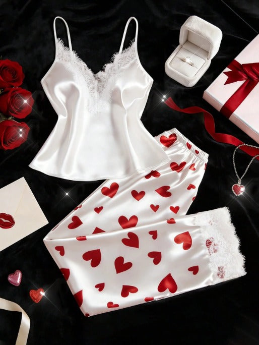 Cute Heart Satin Pajama