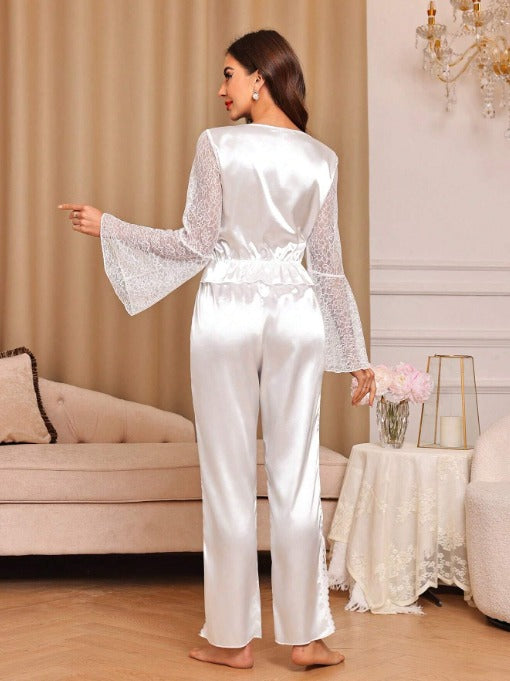 Satin Lace Bridal Pajama Set