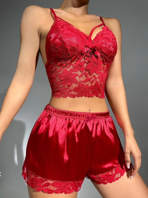 Satin Lace Charm Pajama Set