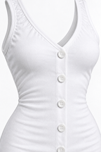 Long Open-Front Dress with Button Details