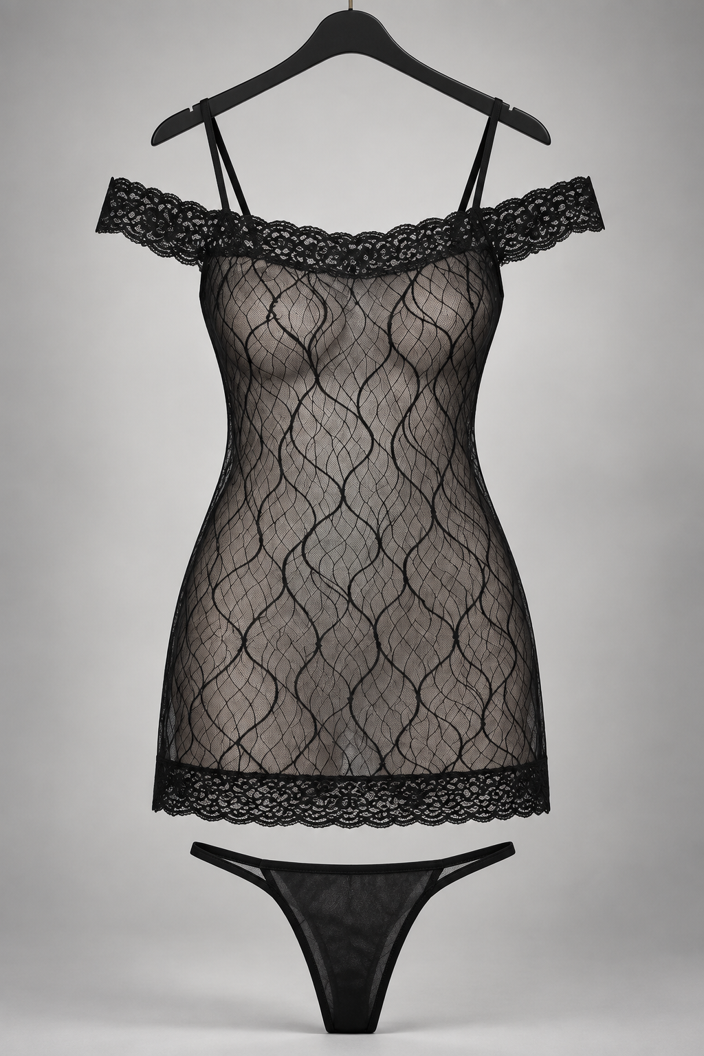 Short Sheer Off-Shoulder Lingerie